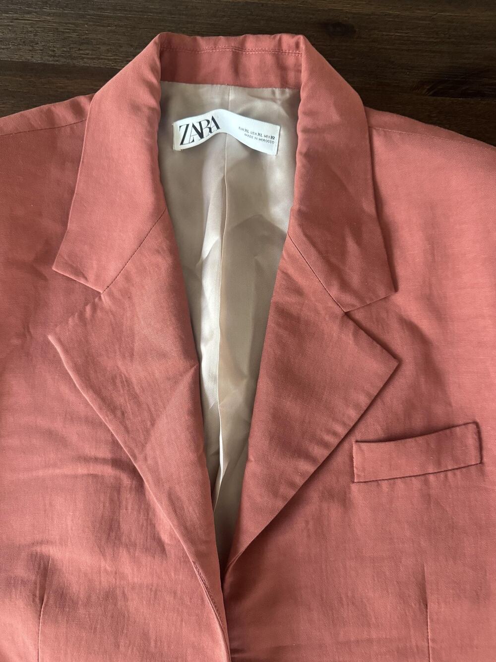 Zara Oversized Relaxed Blazer Jacket Womens XL Clay Pink